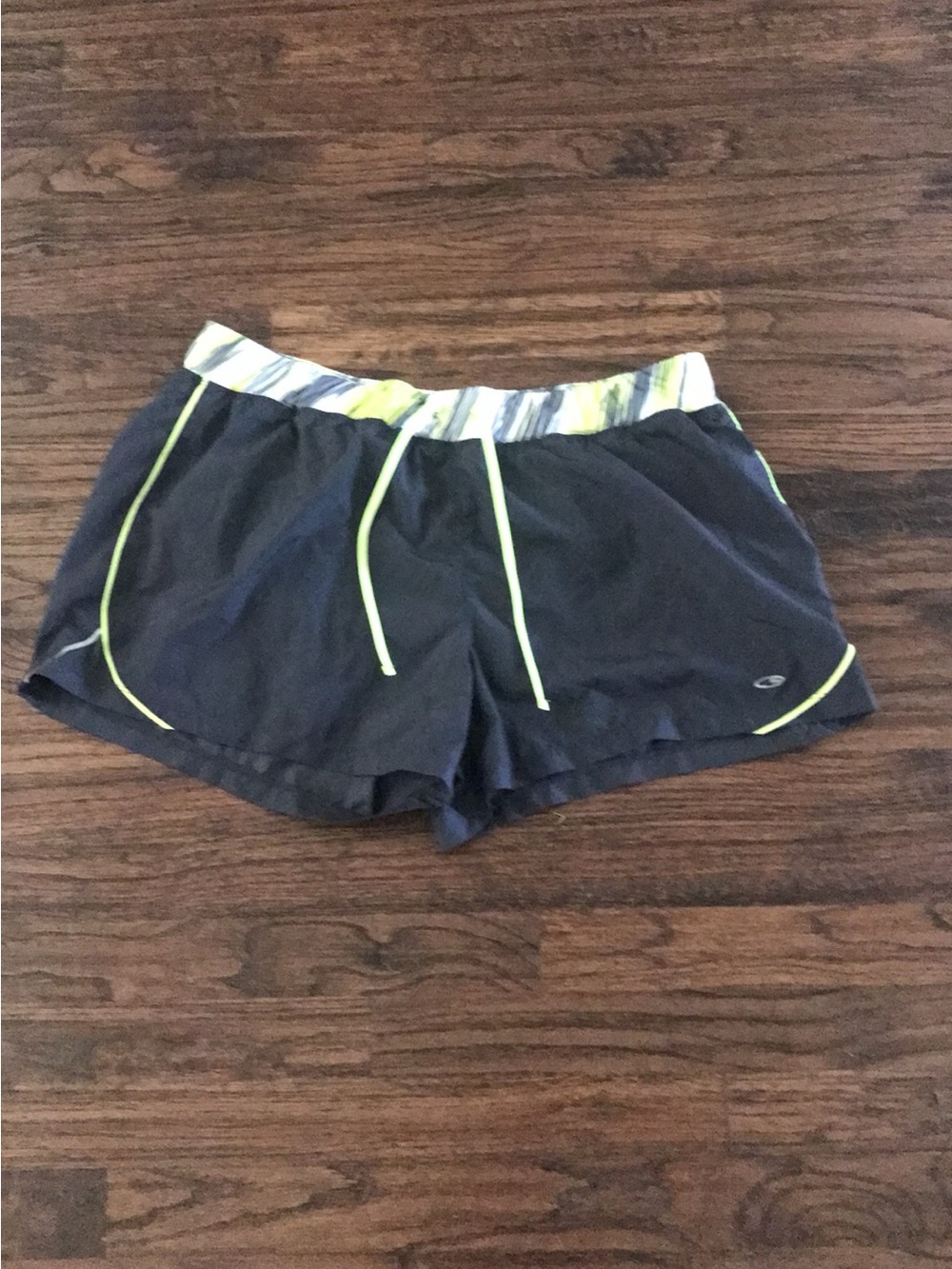 Champion Black Athletic Shorts with Neon Yellow Trim